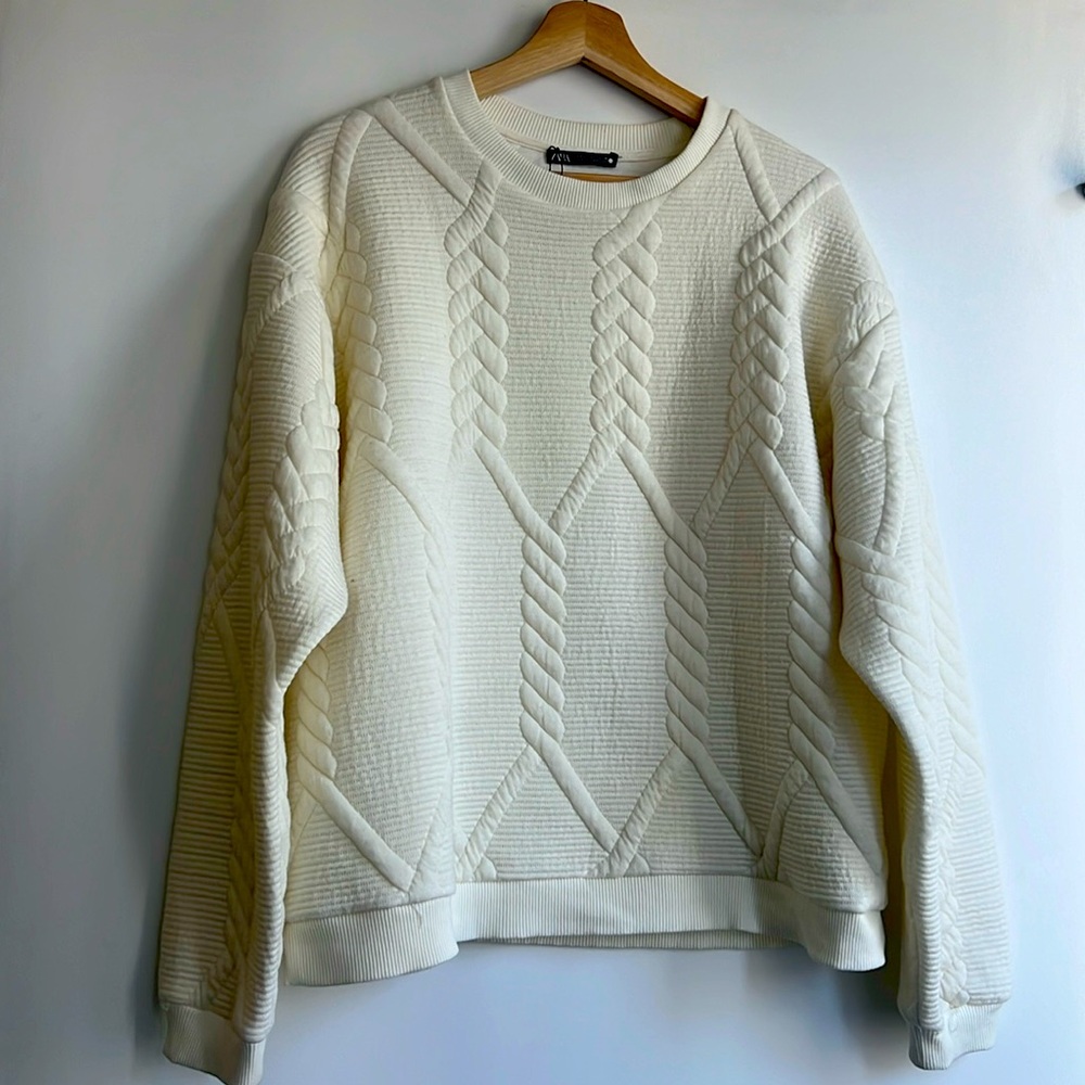 Cream Quilted Sweatshirt